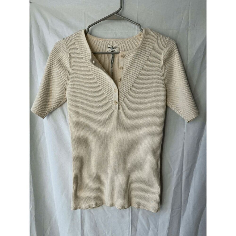 People Tree Organic Cotton Judith Knitted Top in Cream Womens US 4 UK 8